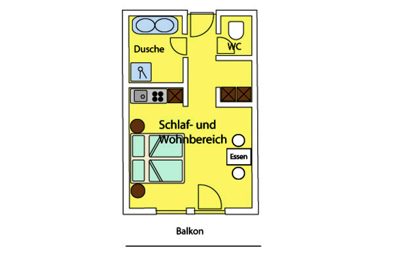 1-Raum-Komfort-Appartement