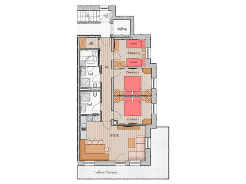 Grundriss Appartement 2 und Appartement 4