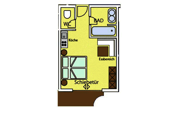 1 Raum Luxus Appartement